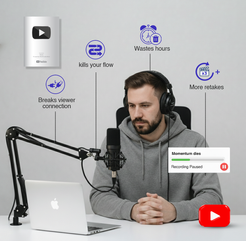 Teleprompter for YouTube videos using invisible screen recording software